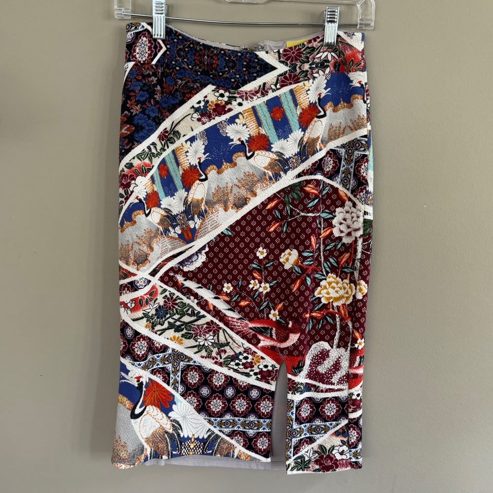 Anthropologie Multi-Color Patchwork Print Pencil Skirt